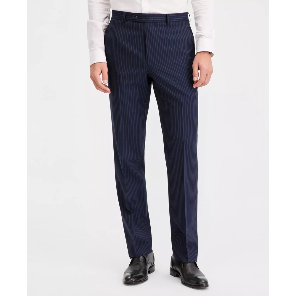 Michael Kors Men's Navy Classic Fit Wool Blend Pinstripe Suit Pants 42W 32L